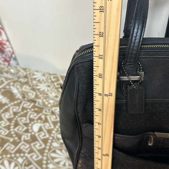 COACH Taylor Bowler Satchel WOOL/LEATHER Black MSRP 498 - Picture 13 of 14